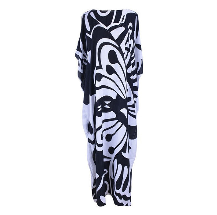 Ladies elegant Kaftan with modern floral pattern Ivyshape