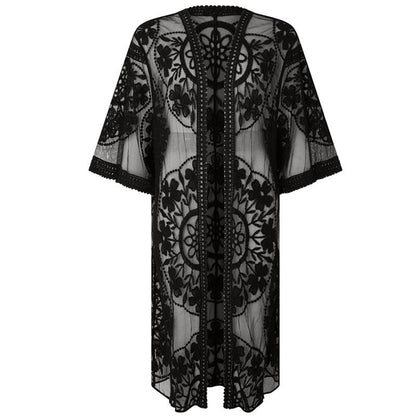 Ladies airy lace kimono Ivyshape