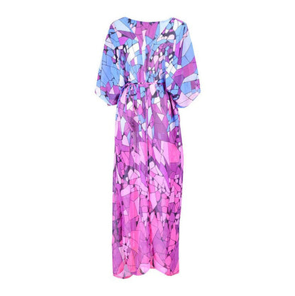 Women airy maxi kaftan with modern graphic pattern Ivyshape