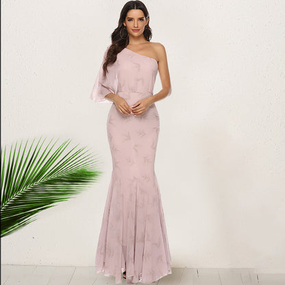 Women One-Shoulder Mermaid Evening Dress Ivyshape