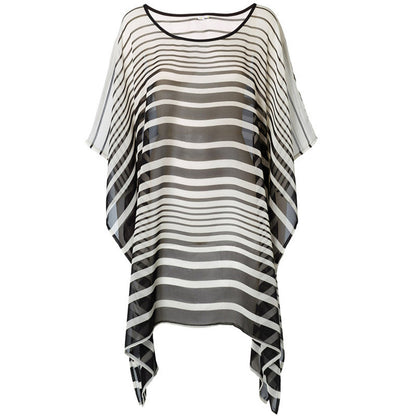 Women's beach cover-up with fascinating striped pattern and airy silhouette Ivyshape