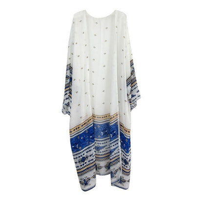 Ladies elegant beach kimono with floral accents and wide fit Ivyshape