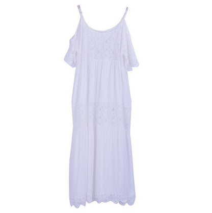 Women's Maxi Dress with Romantic Crochet and Lace Accents Ivyshape