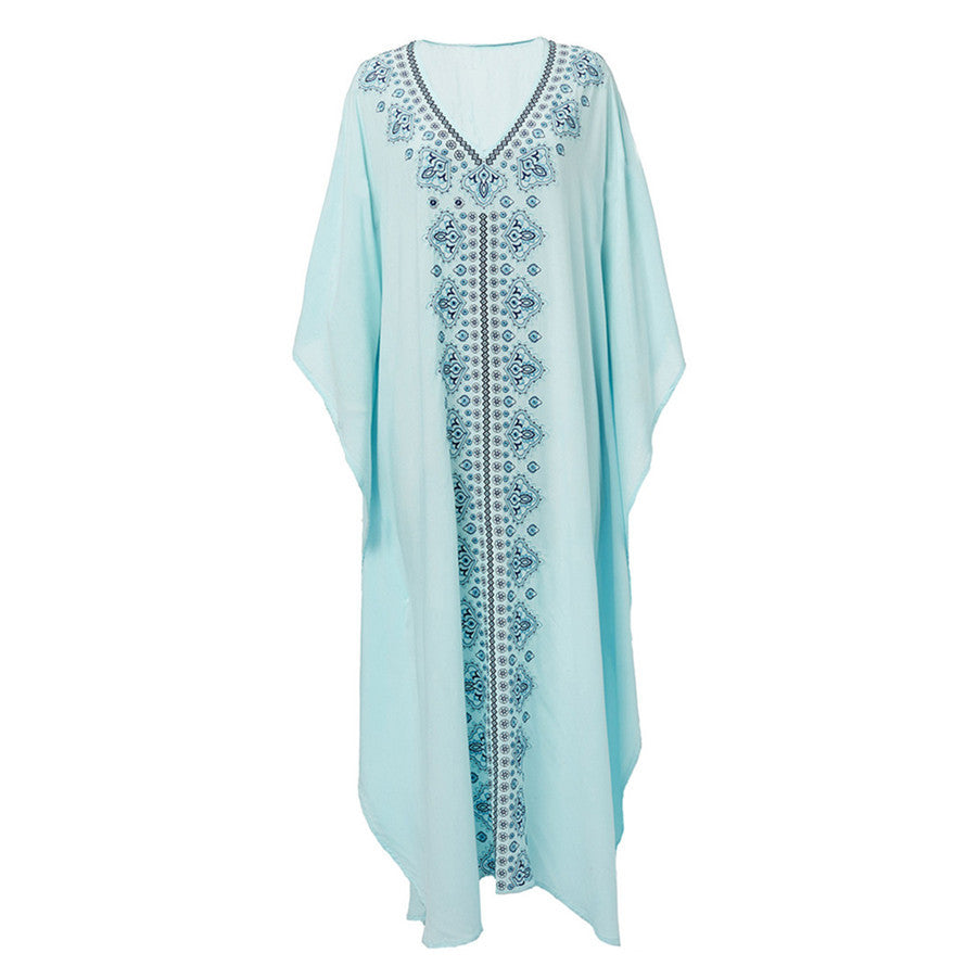Women elegant kaftan dress with hand-stitched design Ivyshape