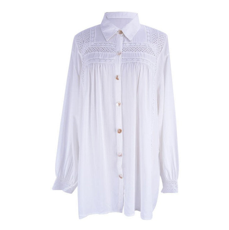 Women's Beach Shirt with Elegant Crochet Details Ivyshape