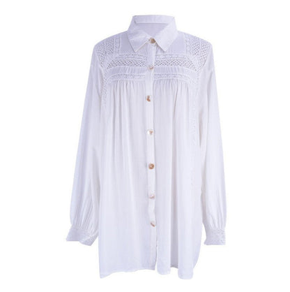 Women's Beach Shirt with Elegant Crochet Details Ivyshape