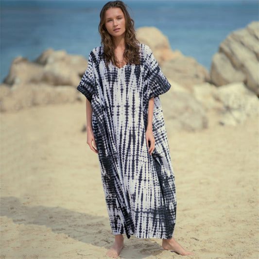 Women's beach kaftan with exquisite batik look and wide cut Ivyshape