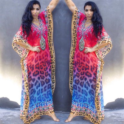 Ladies beach kaftan with artistic animal design and elegant embellishments Ivyshape