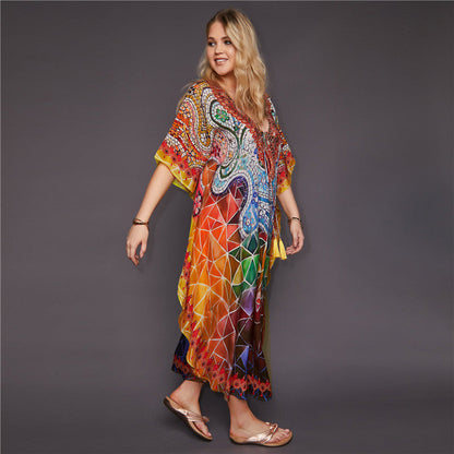 Women's beach dress with a diverse geometric pattern Ivyshape