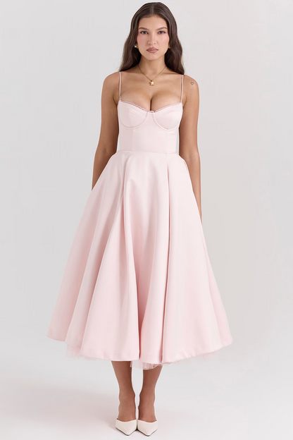 Celestia™ | Royal Satin Midi Dress
