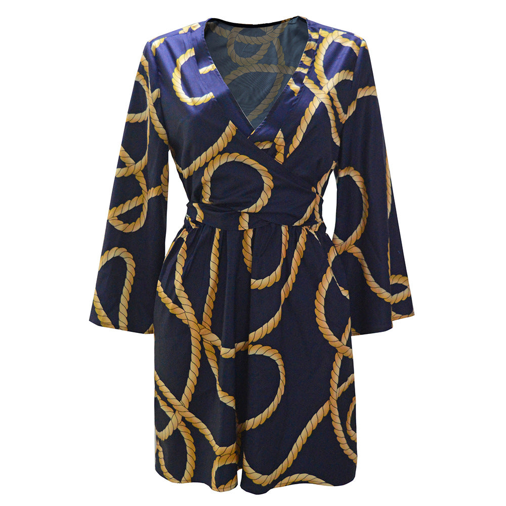 Ladies V-Neck Belt Surprise Wrap Dress Ivyshape