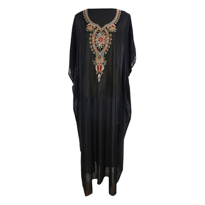 Ladies elegant beach cover-up with elaborate embroidery Ivyshape