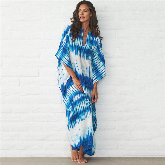 Women's Beach Kaftan with Modern Batik Design Ivyshape
