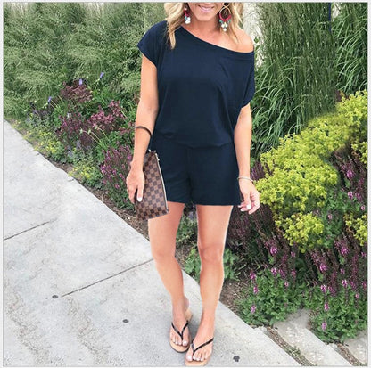 Women's casual jumpsuit with off-the-shoulder design Ivyshape