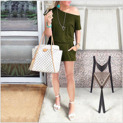 Women's casual jumpsuit with off-the-shoulder design Ivyshape