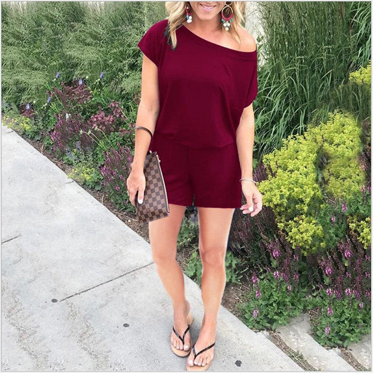 Women's casual jumpsuit with off-the-shoulder design Ivyshape