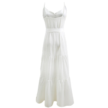 Women's Button Closure Tiered Maxi Dress Ivyshape