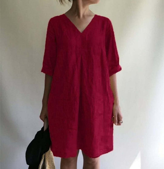 AveLina - Linen shirt mini dress for spring