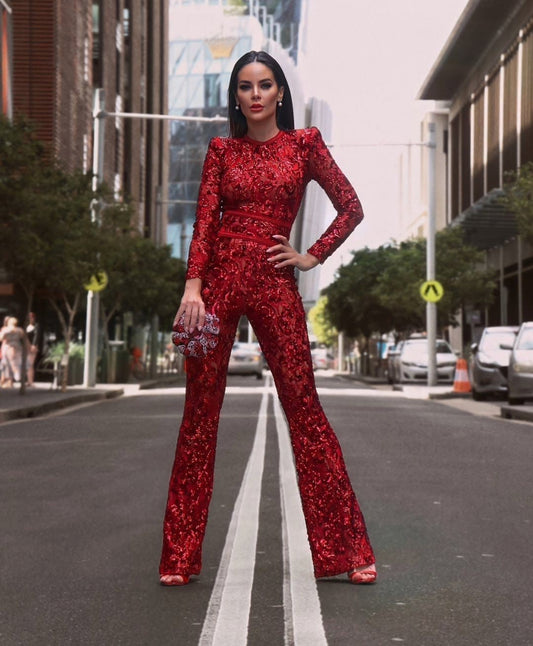 Marsha - White lace party jumpsuit for women