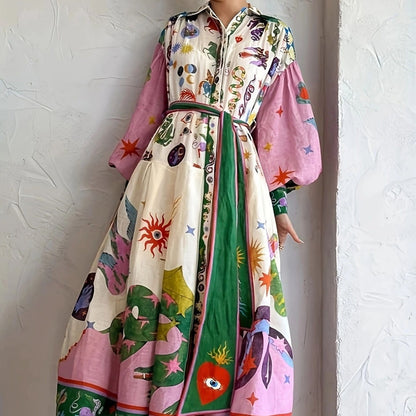 Astrid - Maxi dress with boho print and belt