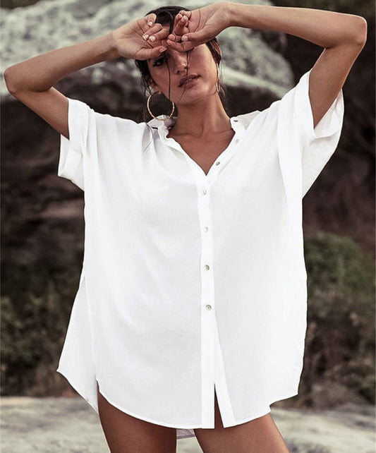 Women's relaxed blouse with a loose fit and button details Ivyshape