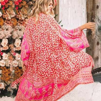 Women's airy kaftan with floral pattern and transparent design Ivyshape