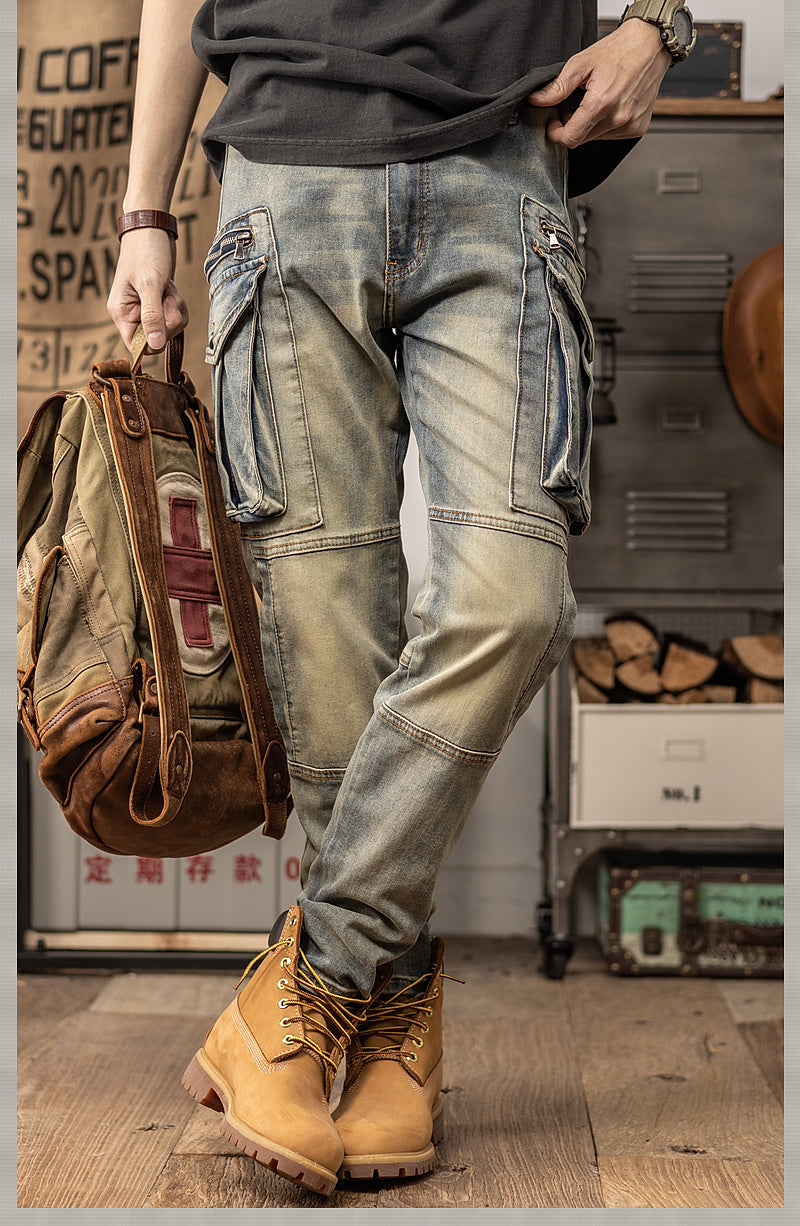 Matthew - Pantaloni cargo in denim vintage