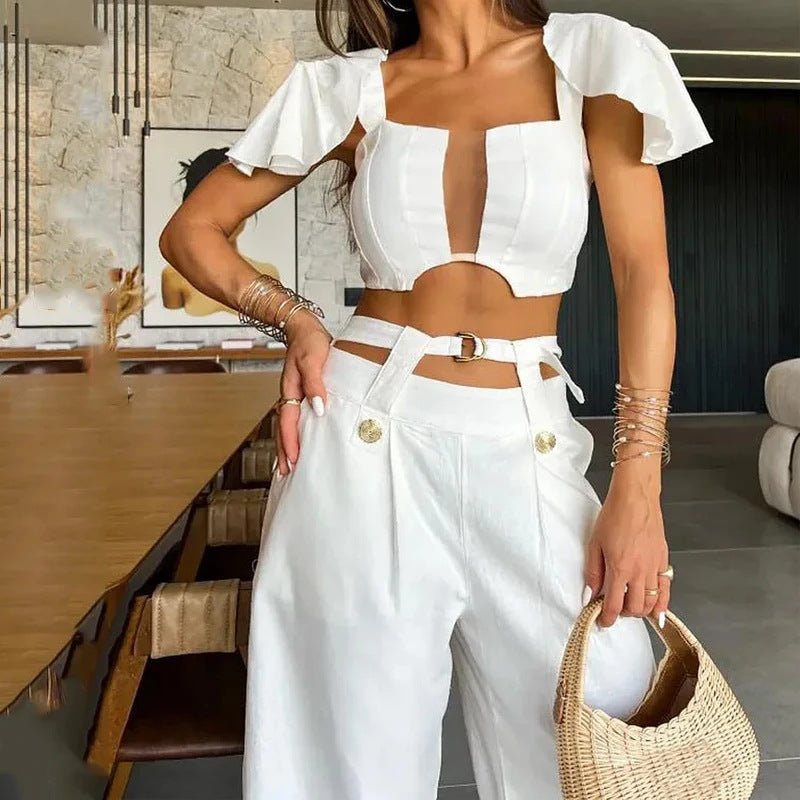 Luisa | Completo due pezzi da donna con scollo quadrato e spacco