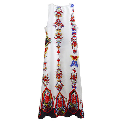 Women Bohemian Maxi Dress with Artistic Floral Pattern Ivyshape