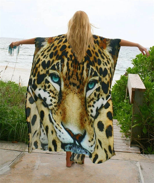 Women's Kaftan Cover-Up with Lively Animal Design Ivyshape