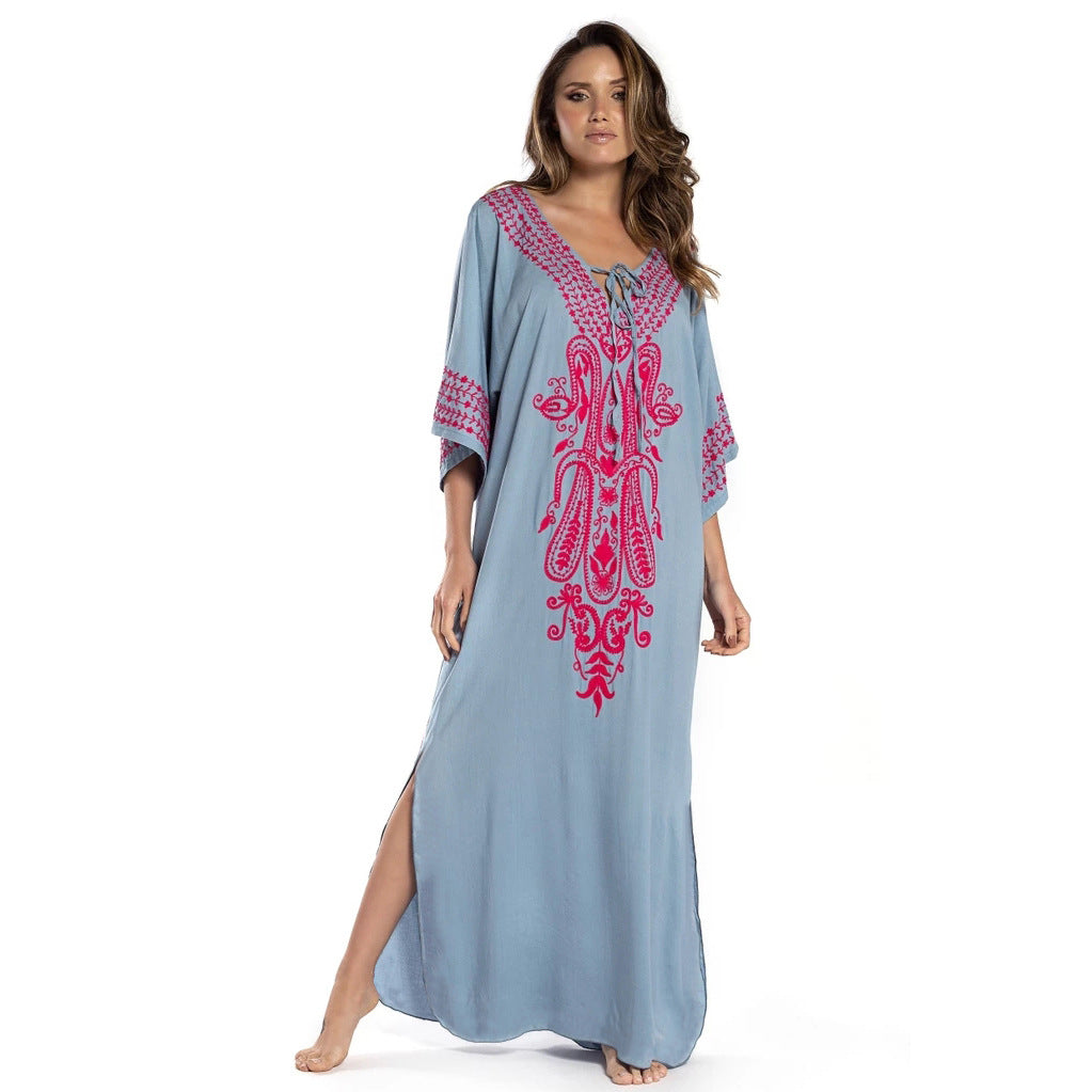 Women's Kaftan with artistic, intricate embroidery design and airy sleeves Ivyshape