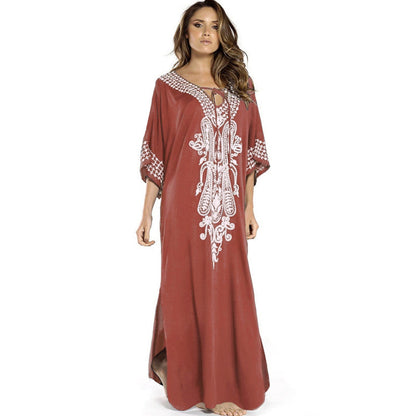 Women's Kaftan with artistic, intricate embroidery design and airy sleeves Ivyshape