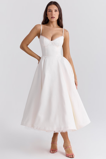 Celestia™ | Royal Satin Midi Dress