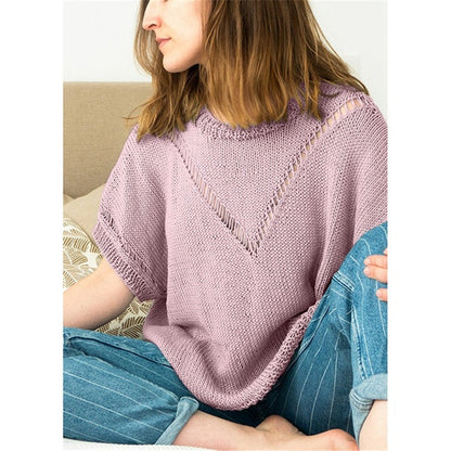Women's knit top with modern V-neckline and airy crochet look Ivyshape
