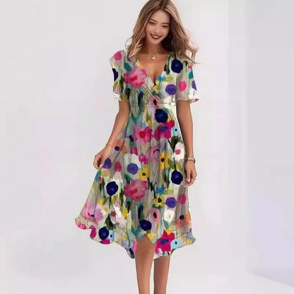 Florencia™ | Floral Chiffon Midi Dress