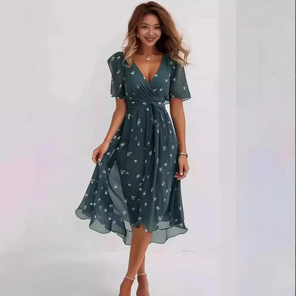 Florencia™ | Floral Chiffon Midi Dress