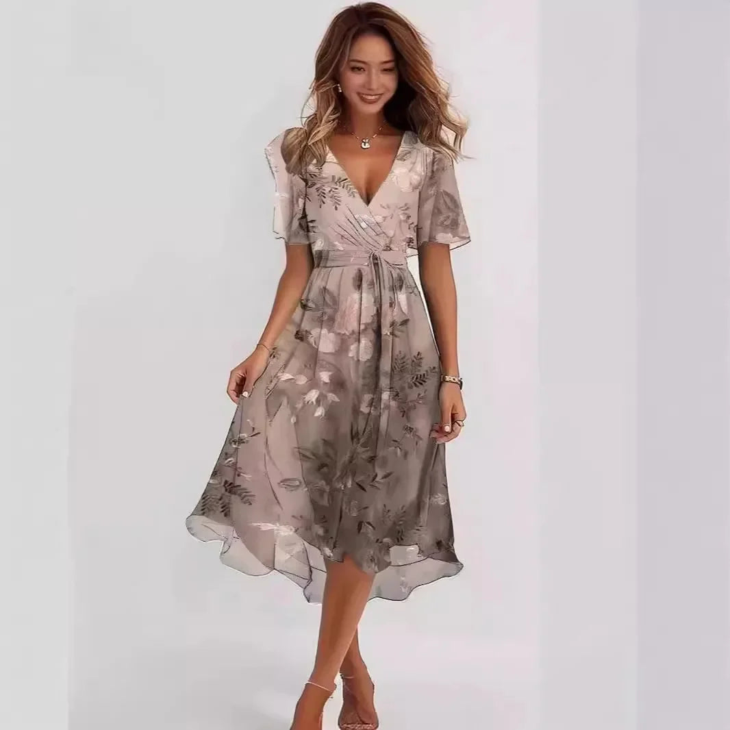 Florencia™ | Floral Chiffon Midi Dress