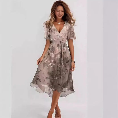 Florencia™ | Floral Chiffon Midi Dress