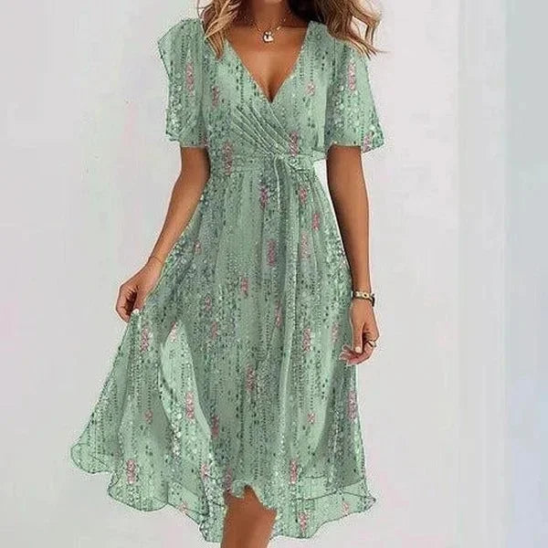 Florencia™ | Floral Chiffon Midi Dress