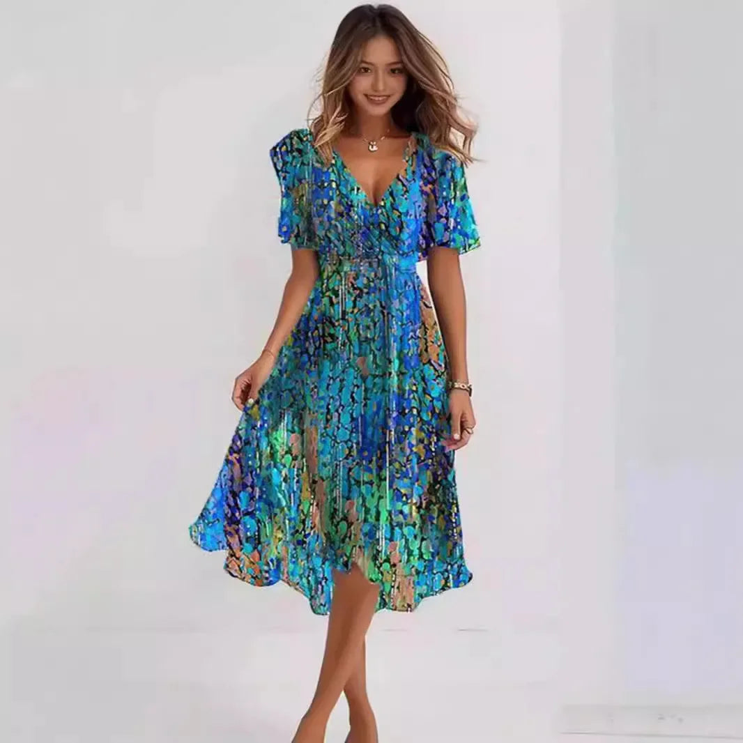 Florencia™ | Floral Chiffon Midi Dress