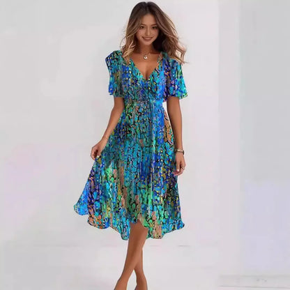 Florencia™ | Floral Chiffon Midi Dress