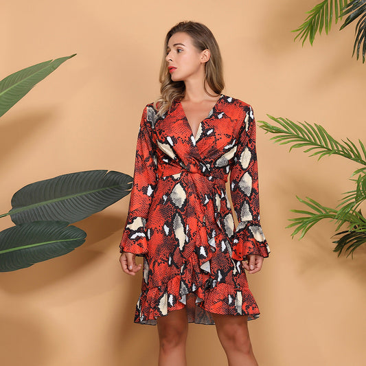 Women's wrap dress with bell sleeves Ivyshape