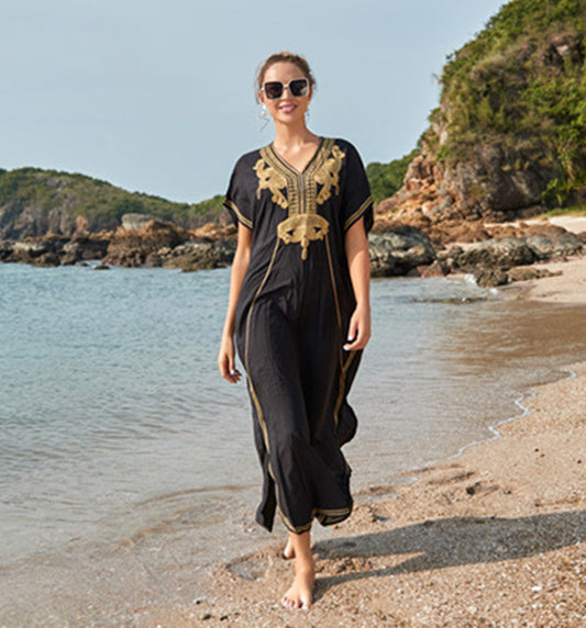 Ladies Elegant Beach Kaftan with Exquisite Embroidery Details Ivyshape