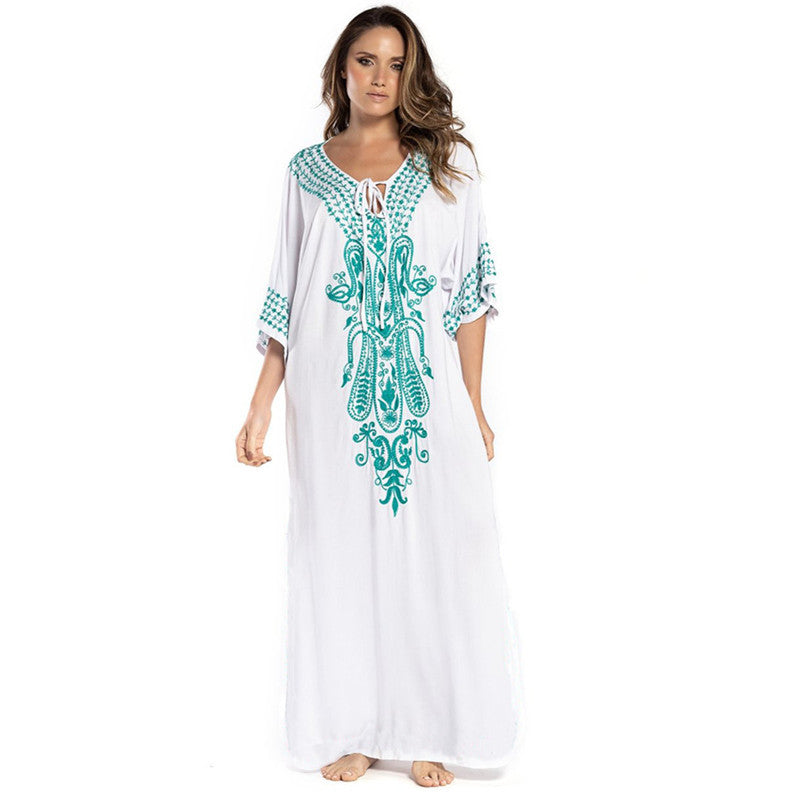 Women's Kaftan with artistic, intricate embroidery design and airy sleeves Ivyshape