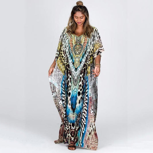 Women's Beach Kaftan with striking animal motif and elegant cut Ivyshape