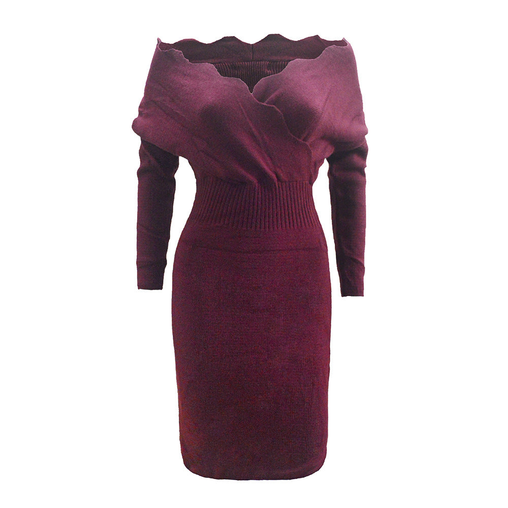 Women's Off-Shoulder Knitted Bodycon Dress Ivyshape