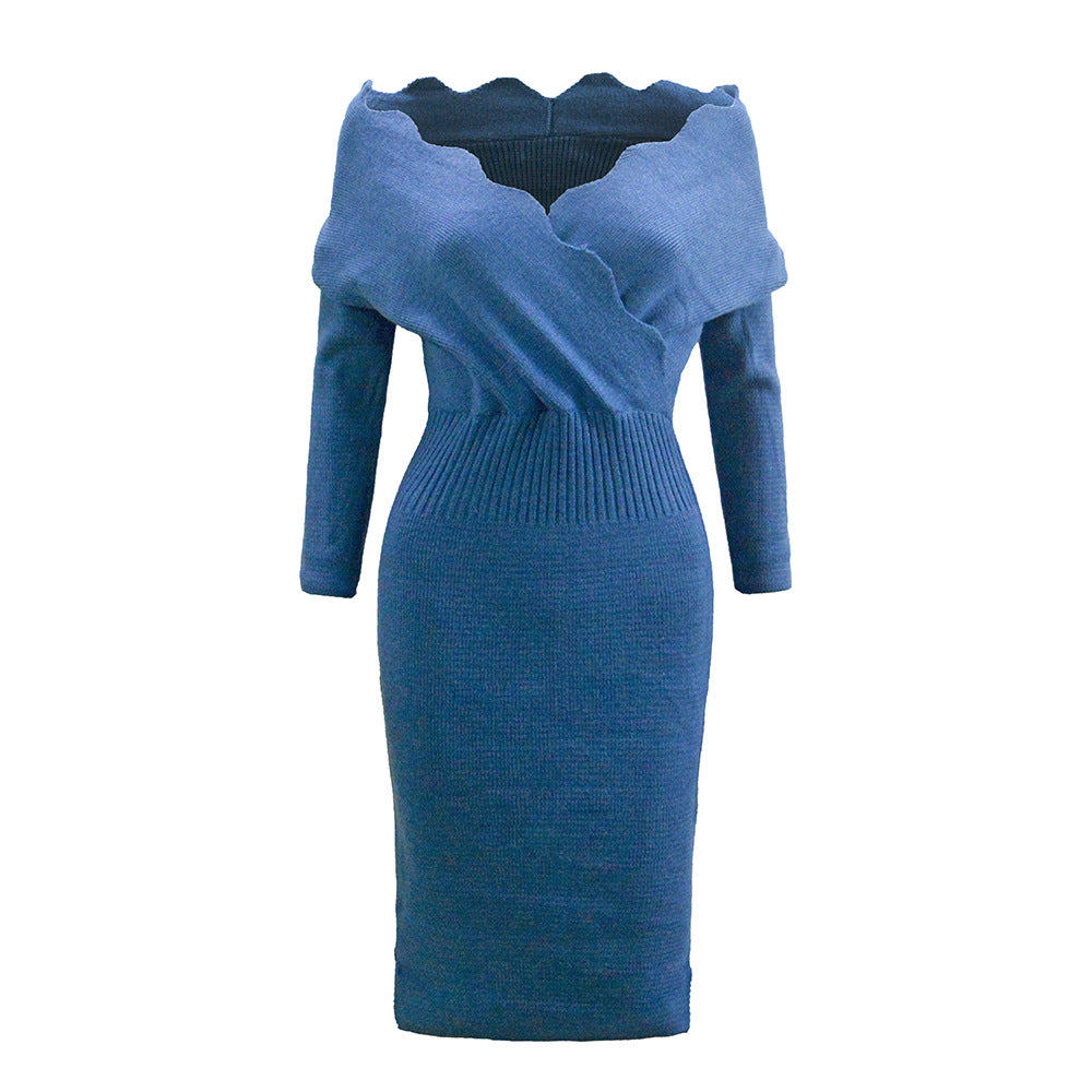 Women's Off-Shoulder Knitted Bodycon Dress Ivyshape