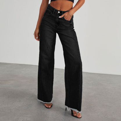 Carolina | Jeans alla moda a vita alta con tasche e vestibilità comoda e aderente.
