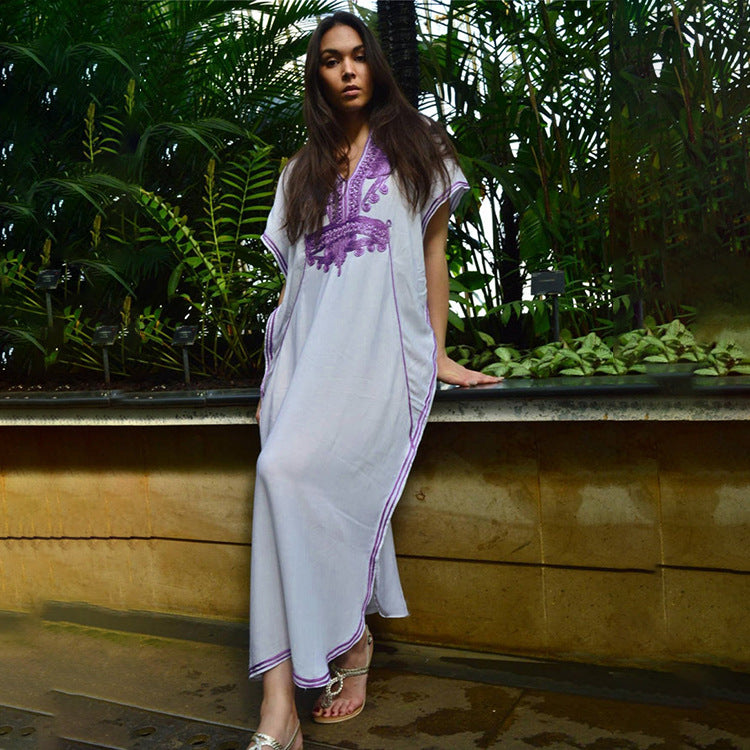 Ladies Elegant Beach Kaftan with Exquisite Embroidery Details Ivyshape
