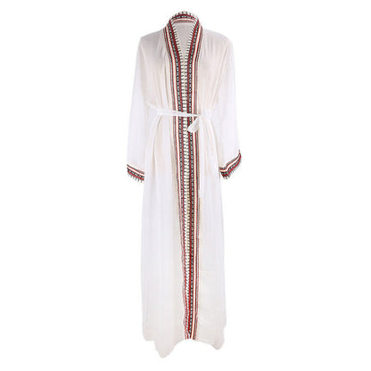 Ladies elegant beach cover-up with elaborate decorations Ivyshape